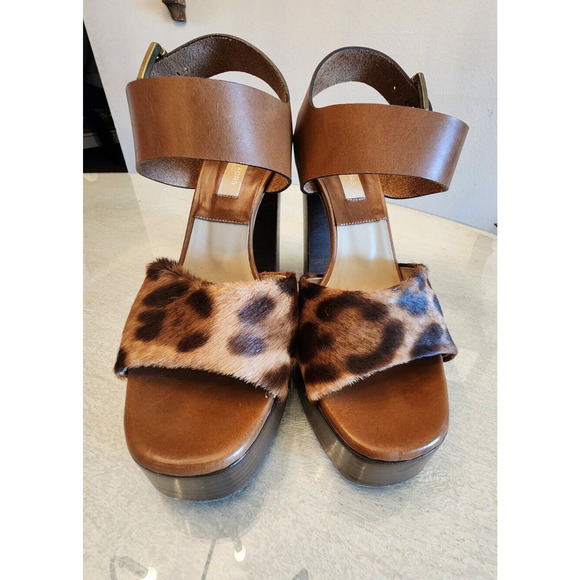 Michael Kors womens Animal print Leopard platform heels size 37.5 - Picture 5 of 10